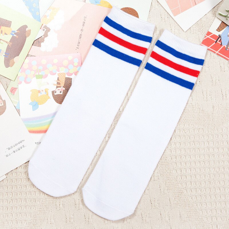 Kinderen Baby Lange Buis Been Warm Kids Kniekousen Voor Meisjes Jongens Voetbal Strepen Katoen Sport Oude School Wit sokken Skate