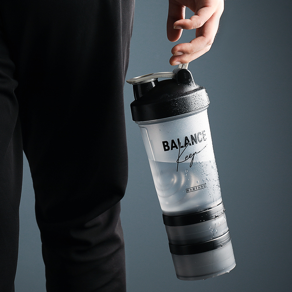 Explosion sport vattenflaskor 500ml protein shaker svart bärbar utomhus läckagesäker plastflaska bpa free