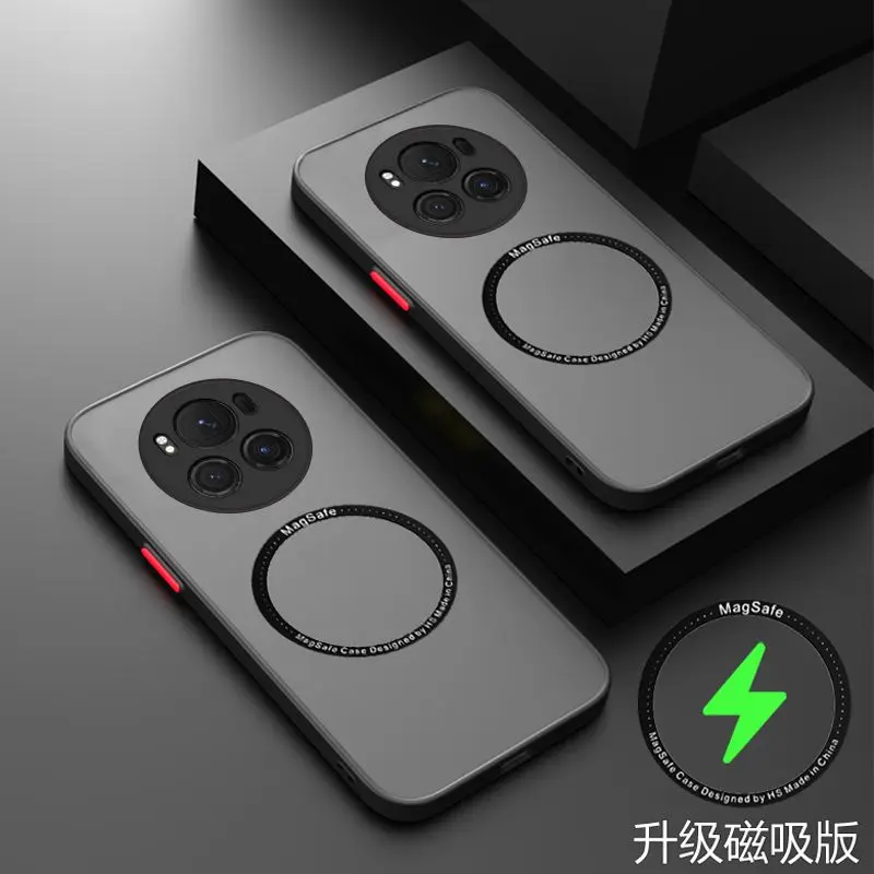 Funda de teléfono transparente mate para Honor Magic 6 Pro Lite X9B X50 GT Magic 5 4 Magsafe funda protectora de carga inalámbrica magnética: Tela de algodón