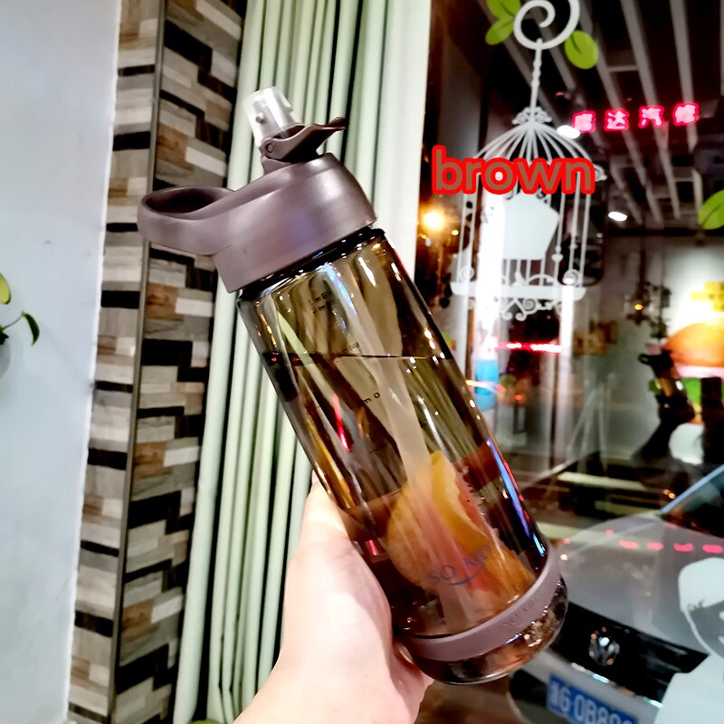 Thermos Bottleplastic Outdoor Water Fles Met Stro Sport Flessen Milieuvriendelijke Met Deksel Wandelen Camping Plastic Bpa Gratis H1098: 550ml / Chocolate