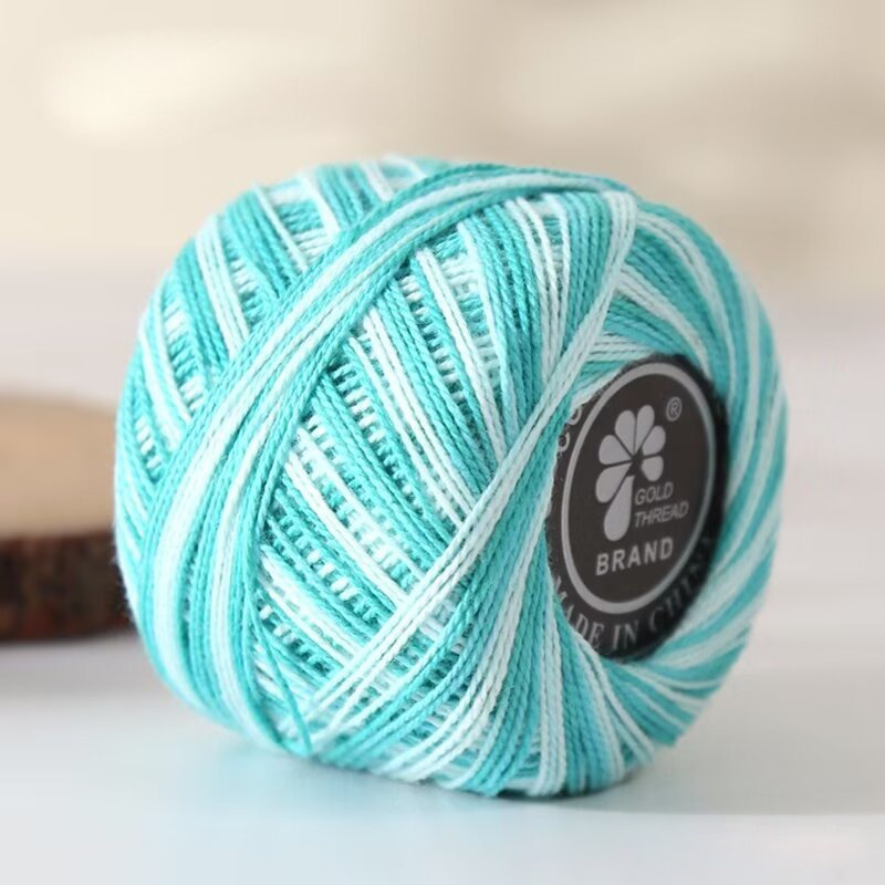 Rollo de hilo de encaje para ganchillo, suministros de costura para bordado teñido, acolchado, tamaño 5, 20g: Dorado