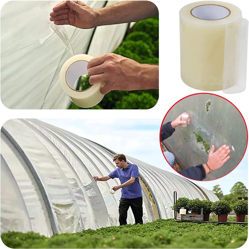 Ruban de réparation de film transparent, patch de réparation de serre, bande de hangar adhésif, degré UV, bain, agriculture, jardin, 10m