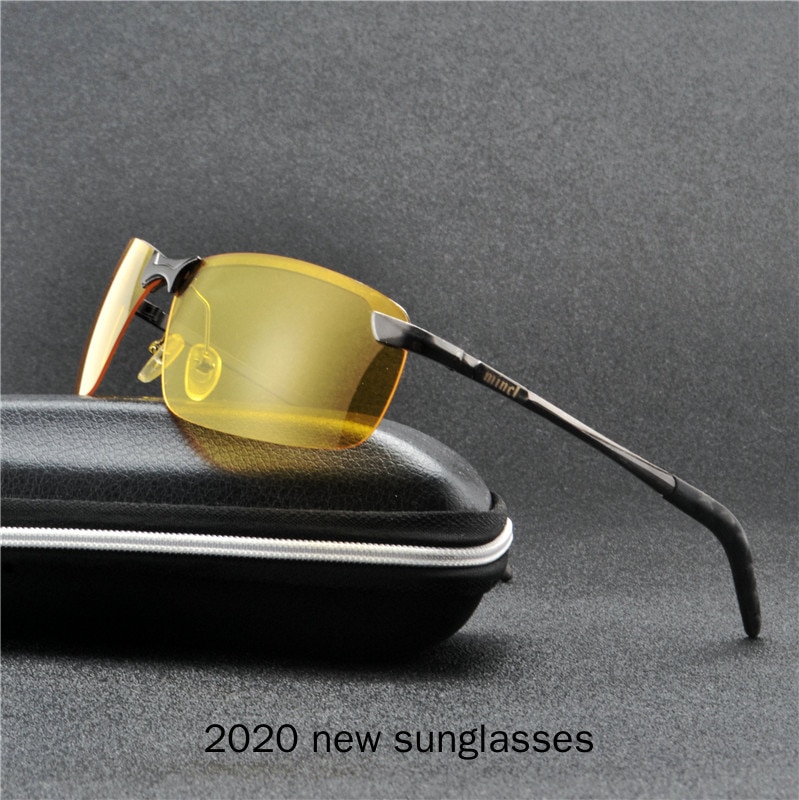 Natkørebriller i aluminium anti-glare nattesyn førerbriller herre polariserede gule solbriller goggle nx