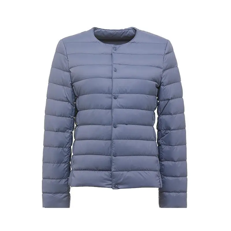Dam vårjacka koreansk slim fit varm fodrad dunjacka ultralätt kragelös dam 90%  vit anddunsparka: Xxl / Beige