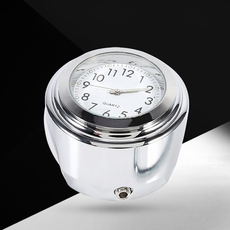 Universele 7/8 "Waterdicht Chrome Motorcycle Fietsstuur Mount Quartz Klok Horloge Aluminium Lichtgevende Klok Moto Meubi