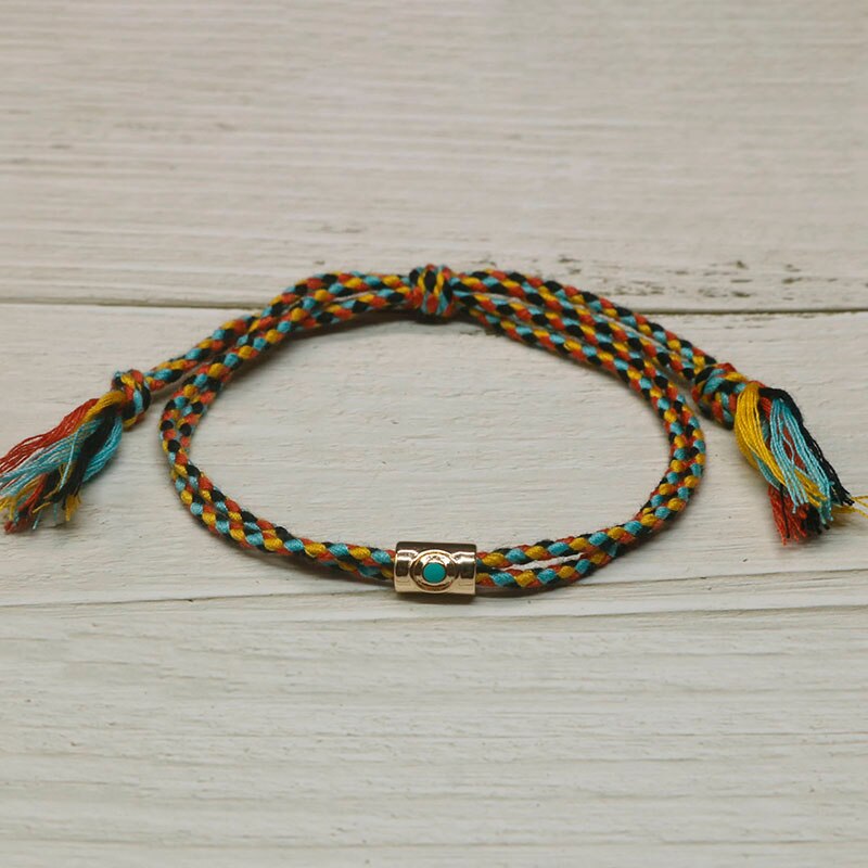 Handmade woven ethnic zircon turkish evil eye bracelet women's braided lucky enamel amulet rope bracelets for women jewelry ys -08: F