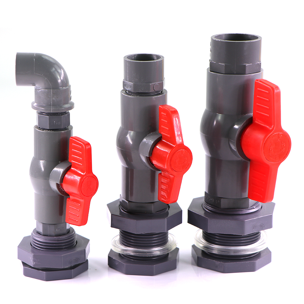 1/2" 3/4" 1" PVC Ball Valve Water Fish Tank Adapter Garden Irrigation Aquarium Pipeline Inlet Water Drain Joint Connect Repair