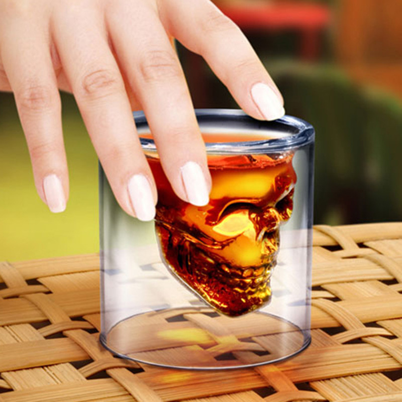 Creatieve Dubbel Glas Kristallen Schedel Beker Imprison Pirate Cup Transparante Water Glas Wijn Glas Sap Cup