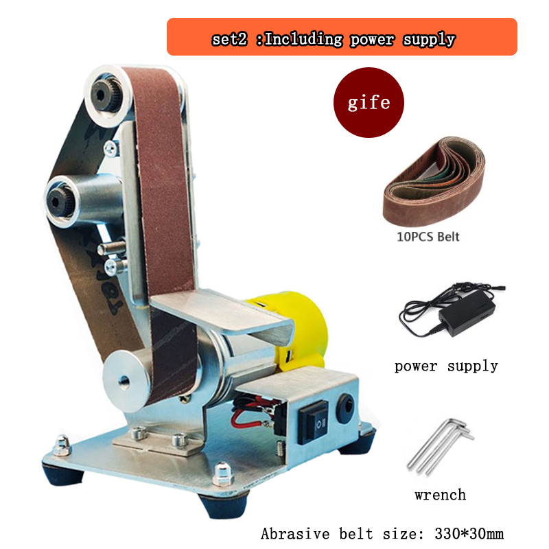 Multifunctional Desktop Vertical Mini Electric Abrasive Belt Sandpaper Polishing Machine DIY Angle Grinder Sharpening Machine: set2