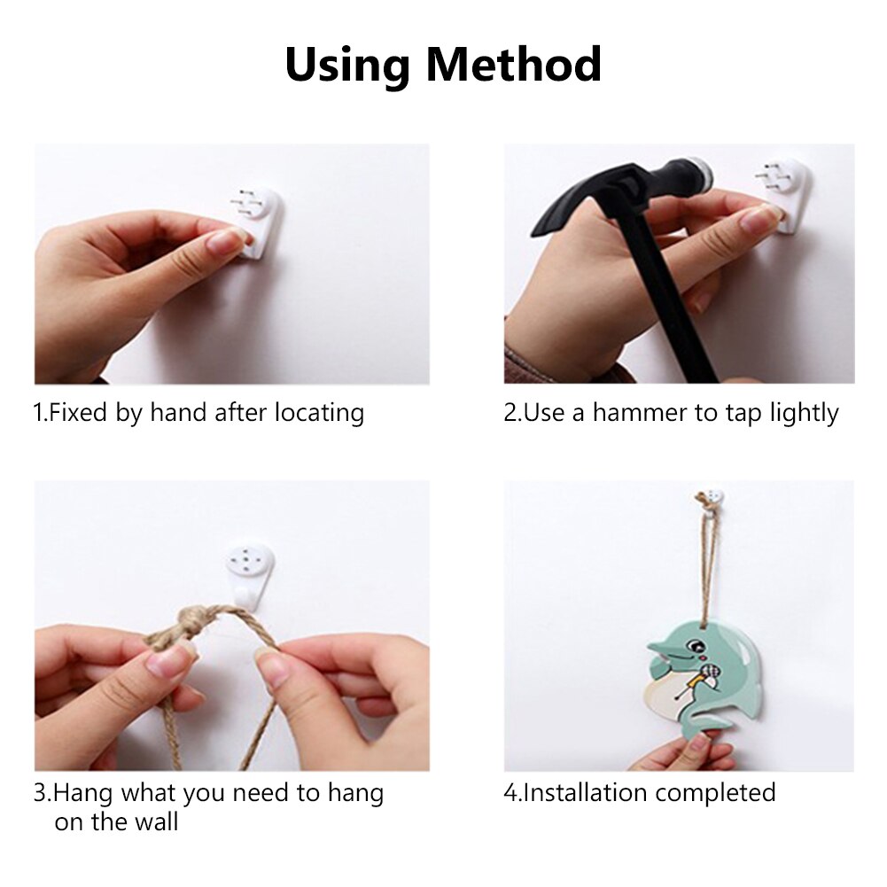 20pcs White Plastic Invisible Wall Mount Photo Picture Frame Nail Hook Hanger Hard Picture Frame Wall Hooks Seamless Nail Hanger