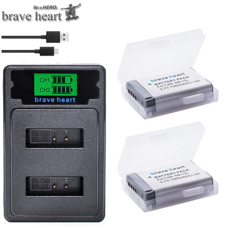 2x NB-13L NB 13L NB13L Batterie Pour Canon G7X G9X G5X G7X Mark II G9X Mark II SX620 HS SX720 HS: charger and 2battery