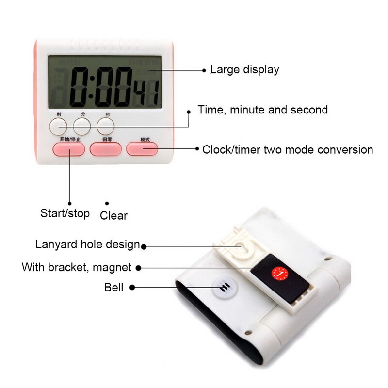 Multifunctional Kitchen Timer 24-Hours Digital Timer Count-Up & Count Down Alarm Clock Home Cooking Tools Kitchen Gadget