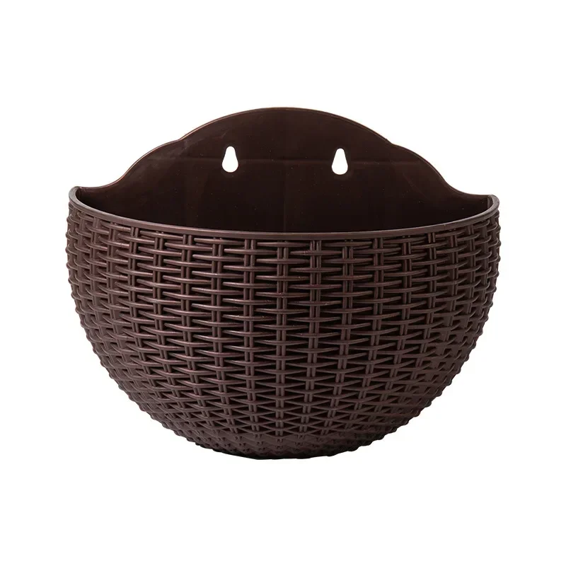 Blumentopf, exquisiter Wandkorb aus Kunststoff, Blumentopf zum Aufhängen, für Höhle Außenbereich, Garten, Balkon, Pflanzgefäß, Eimer, Heimdekoration: Braun / S
