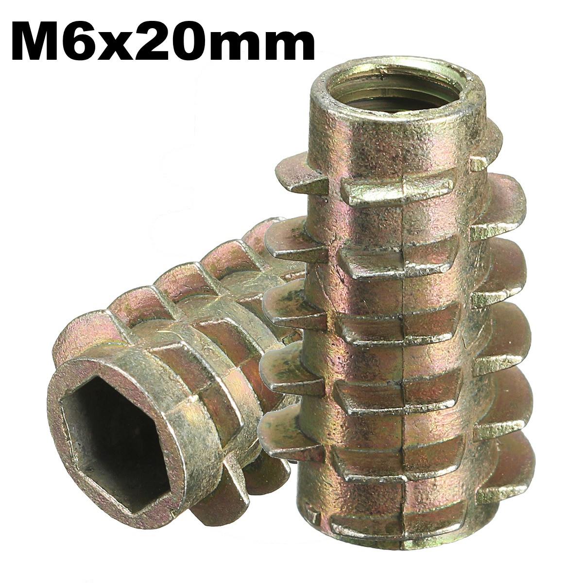 M4 M5 M6 M8 M10 Hex Drive Screw In TYPE E Threaded Insert Nuts Furniture Bushing: M6x20