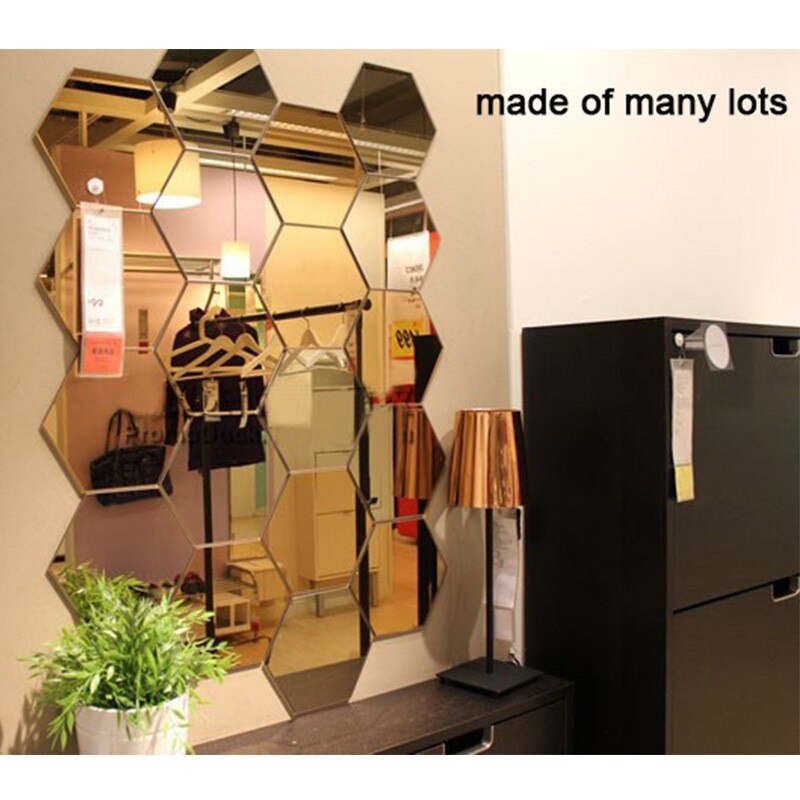 Decoración hexagonal 3D de 7 piezas para pared, adhesivo decorativo de espejo acrílico, decoración para habitación, arte para pared DIY, decoración para el hogar