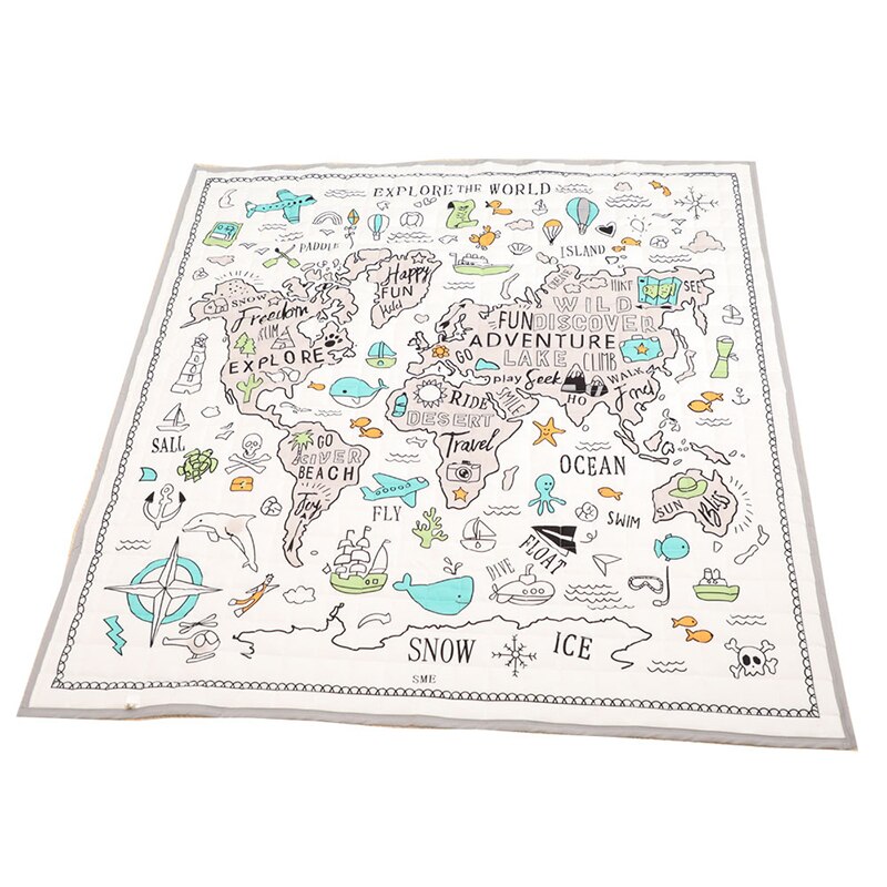 120*120CM Square World Map Kids Play Mat Carpet Baby Activities Child Crawling Mat Waterproof Baby Floor Mat Carpet Home Decor