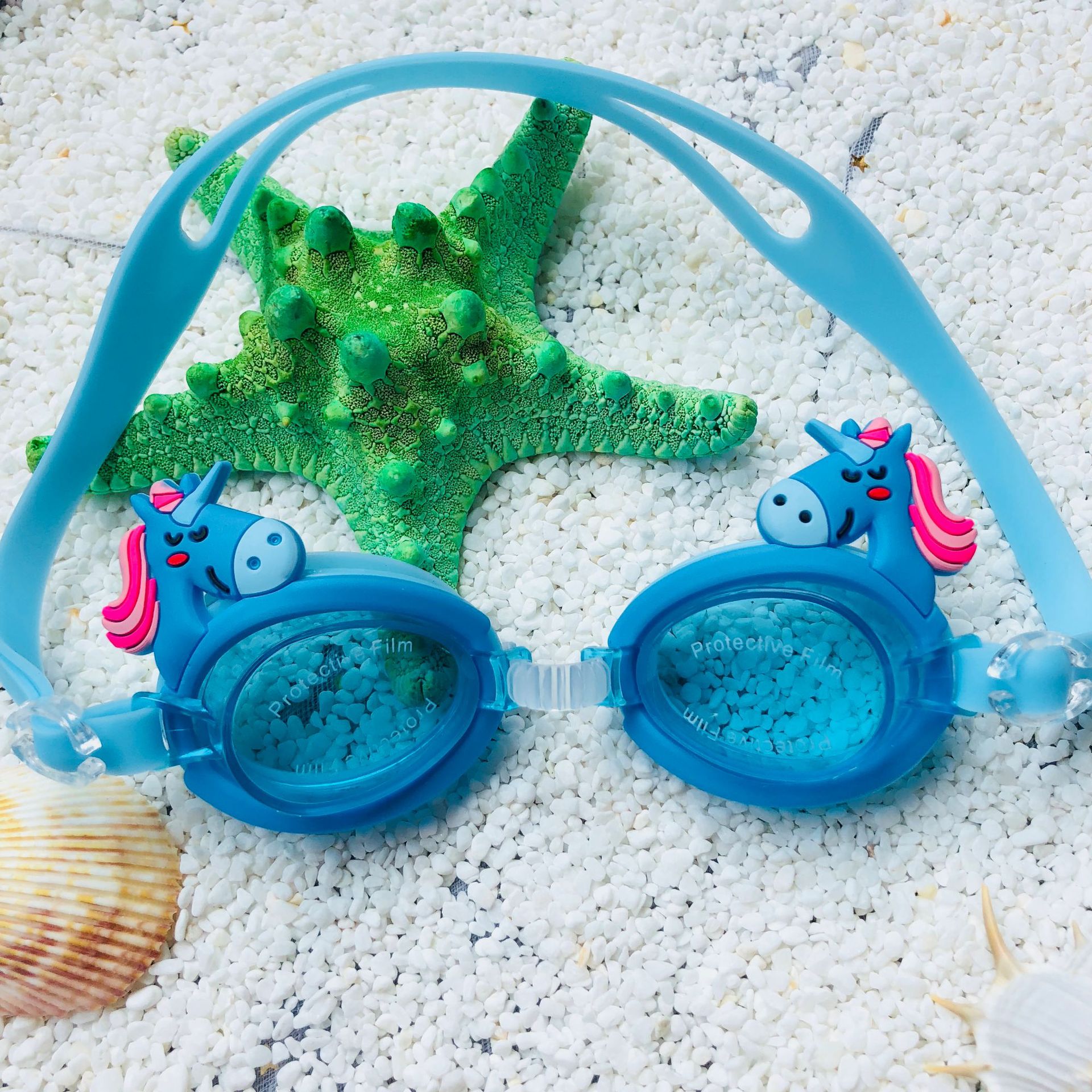 Cartoon Kids Kinderen Siliconen Waterdicht Zwemmen Zwembad Water Zwembril Bril Eyewear Brillen Accessoires Voor Jongens Meisjes: blue unicorn