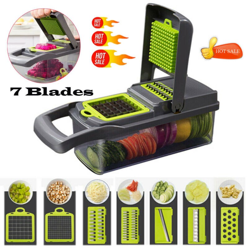 7 In1 Voedsel Groente Salade Fruit Peeler Cutter Slicer Dicer Chopper Keuken Drukken Voedsel Tool