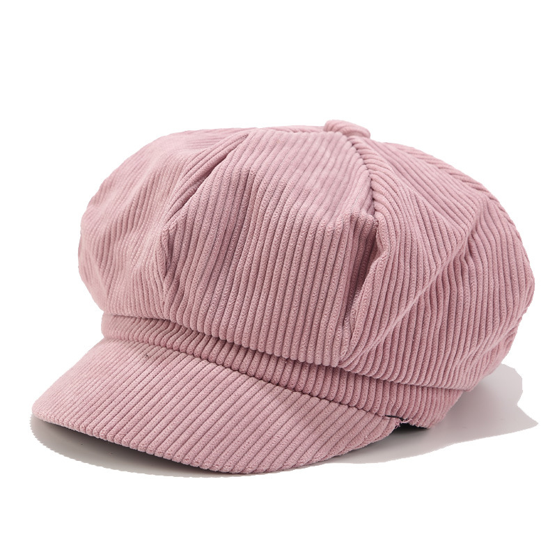 Chapeau de journal pour femmes coton, béret de boulanger, casquette de peintre pour filles, bonnet solide, casquette octogonale: rose