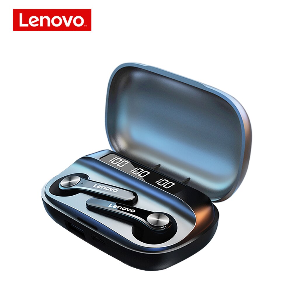 wireless headphones by Lenovo QT81 TWS Earphone bluetooth IPX4 Waterproof Sports HIFI Touch Button Headset with mic 1200mAh Box: Upgrade Black