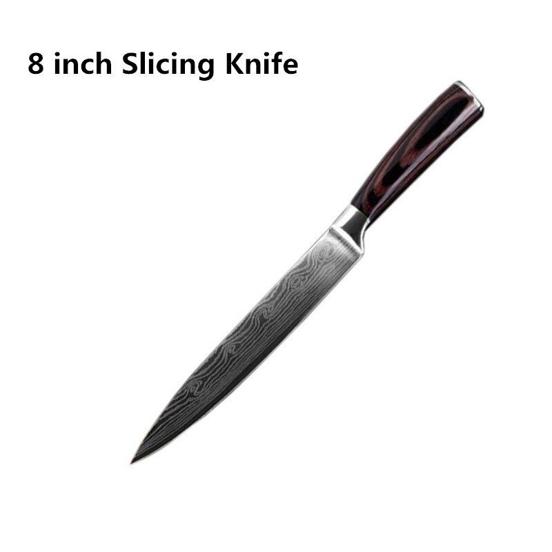 Kitchen Knives set Chef knife Tool High Carbon Stainless Steel Santoku knife Sharp Cleaver Slicing Knife Best Choice for Kitchen: 8 in Slicing Knife