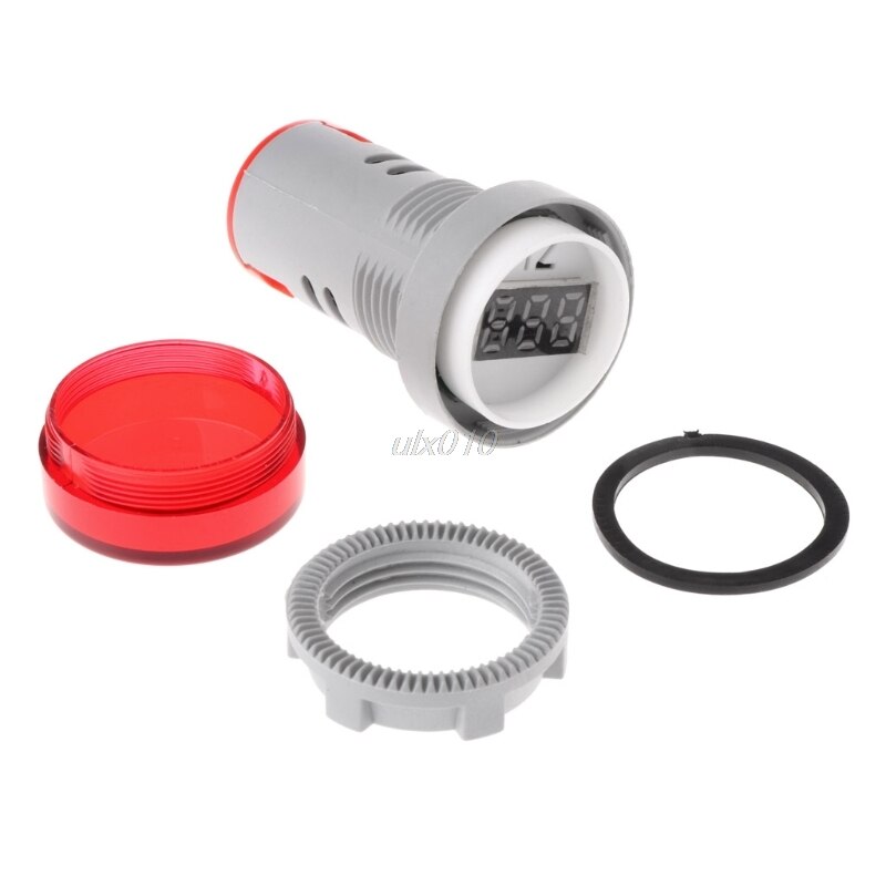 22mm LED Digital Display Electricity Hertz AC Frequency Meter Indicator Signal Lamp Lights Tester Combo Measuring Range 20-75Hz