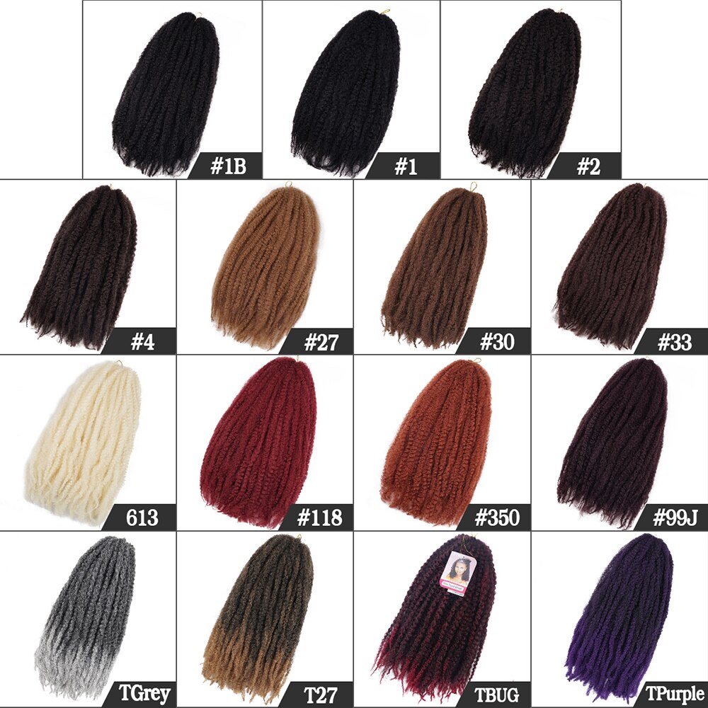 18 Inch Marley Braids Twist Crochet Braiding Hair Burgundy Synthetic Afro Kinky Curly Marley Braids Hair Extensions