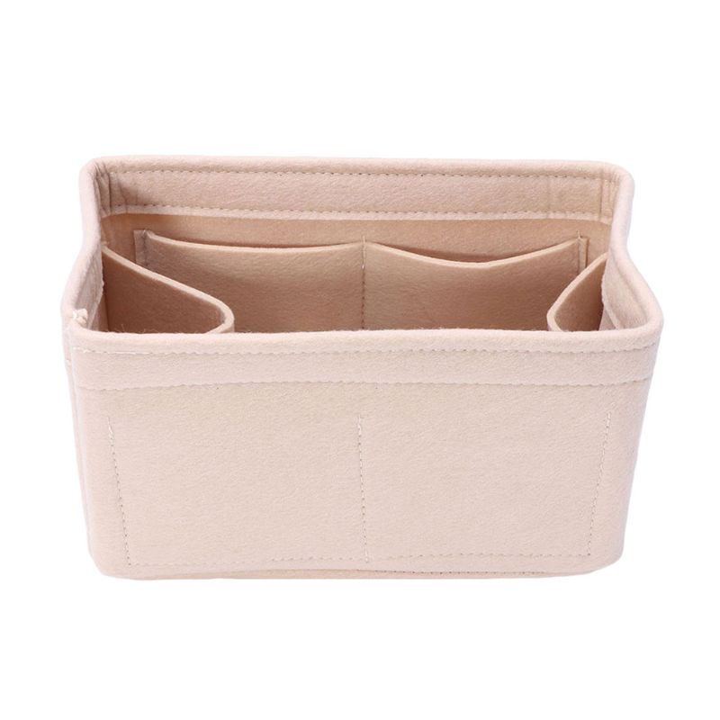 Nowe wielofunkcyjne kobiety filc wkładka torba makijaż torby kosmetyczne podróż wewnętrzna torebka przenośna torebka do przechowywania organizator Tote S/M/L: Beżowy / M