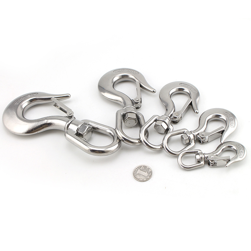 304 Stainless Steel Swivel Snap Hook Cargo Hook Grab Hook Rotating Ring Hook Pull Hook Load-Bearing Cargo Hook