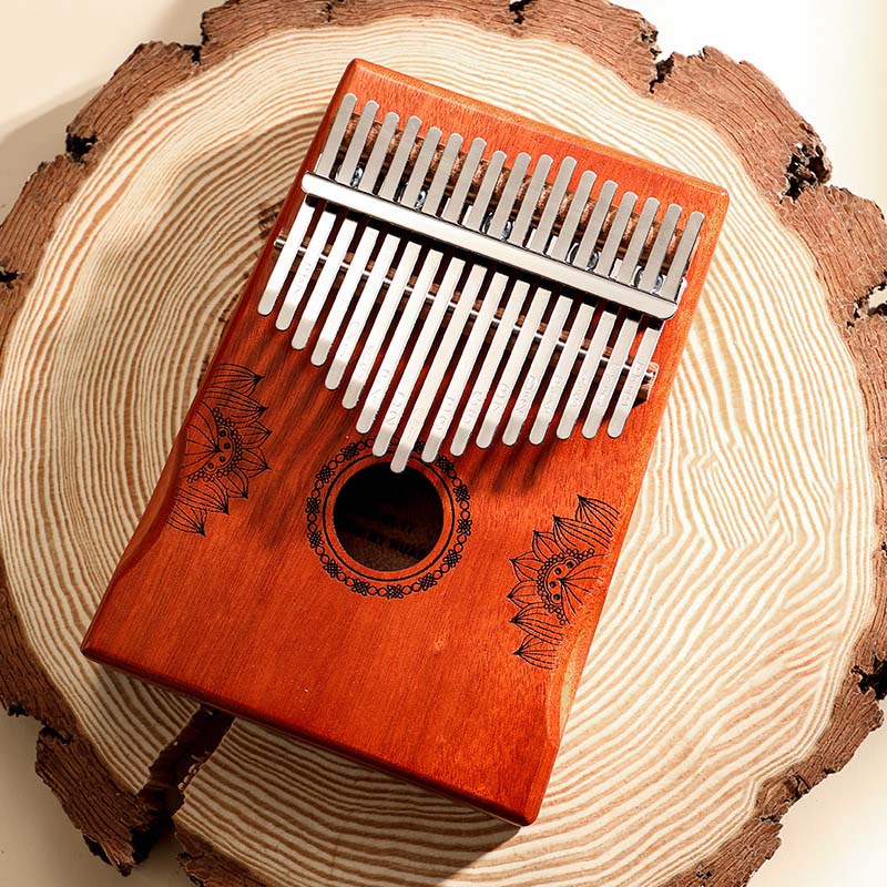 Portable 17 Key Kalimba Thumb Finger Piano Made By Single Board Wood Mahogany Mbira Body Calimba Musical Instrument: 6