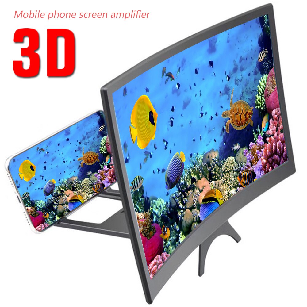 3D Phone HD Screen Amplifier 12 Inch HD Video Amplifier for Smartphone Stand Eyes Protection Holder Surved Screen Magnifier