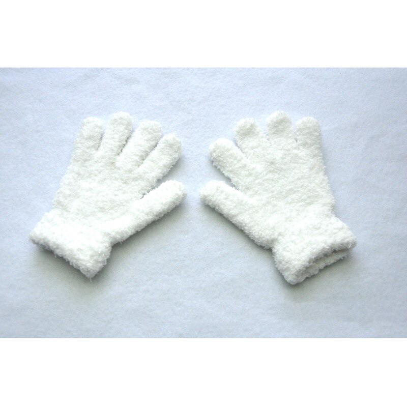 Wecute Herbst und Winter warm Art Handschuhe für 5-11Jahre freundlicher Vlies Verdickte Weich Korallen Vlies Handschuhe Ich bin Freien Spielen Radfahren: Weiß