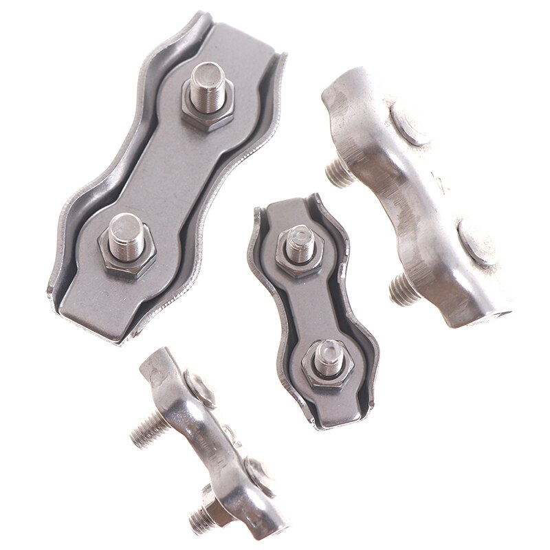5Pcs M2-M5 Rvs 2-Post Bolt Clip Wire Rope Clip Cable Clamp Remklauw Grip Duplex Aanpassing Draad touw Klem Remklauw