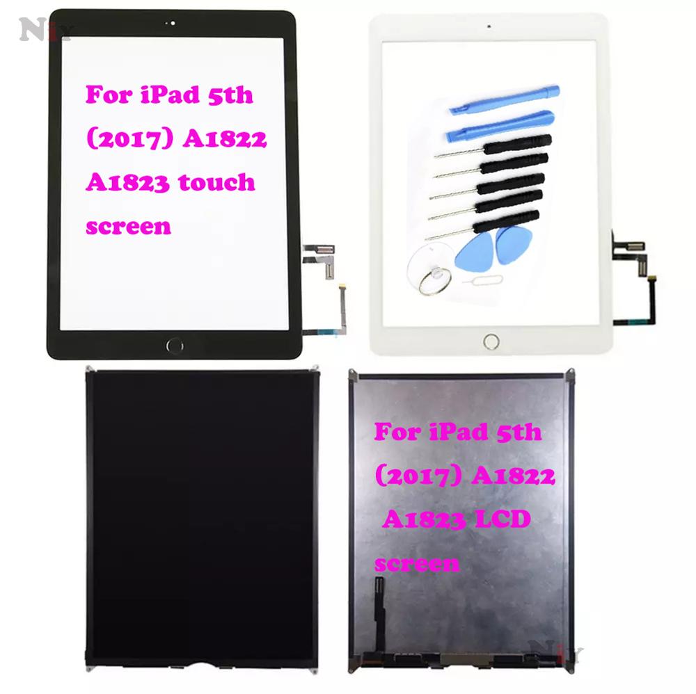 Fifth Generation A1822 A1823 Display LCD Touchscreen Digitizer Home Button for iPad2017 with Back Button and a Set of Free Tools