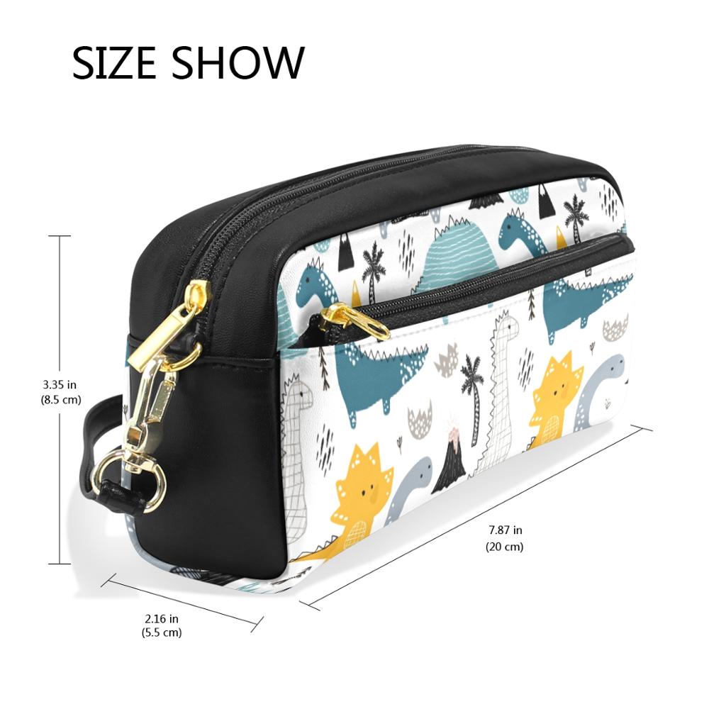 Dinosaur print PU leather Pencil Case School Pencil Case for Boy Girl Simple Large-capacity Pencil Cases Stationery Cosmetic Bag