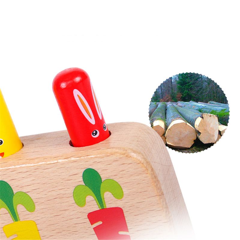 Wood Rabbit Pop_up Toy Tap Bounce Stick Baby Kids Education Toy