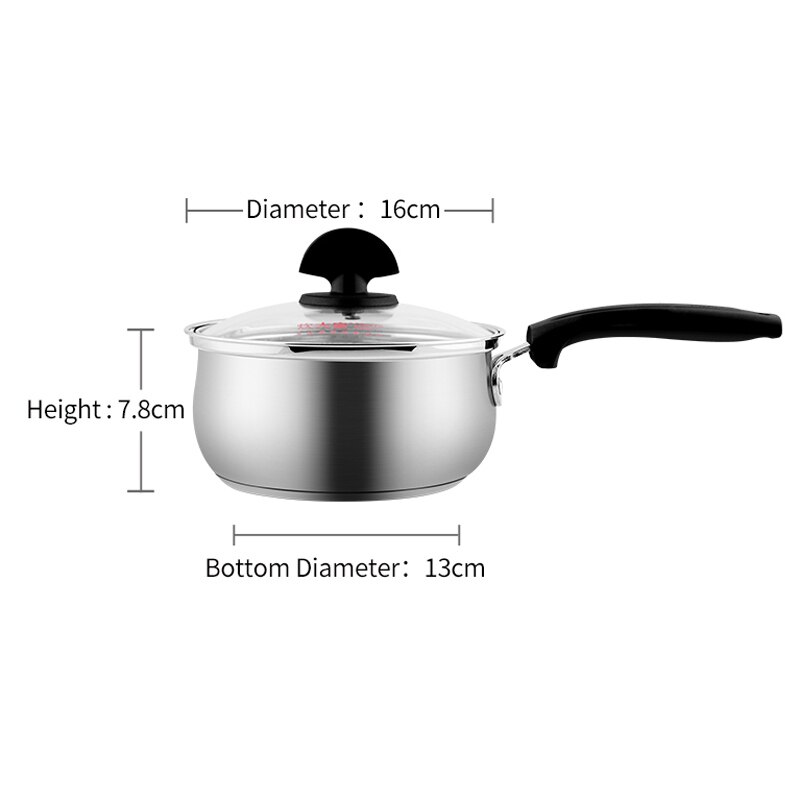 COOKER KING 16cm Classic Stainless Steel Sauce Pan Lightweight Milk Pot Suitable for Cooking Milk , Suitable for Various Stoves