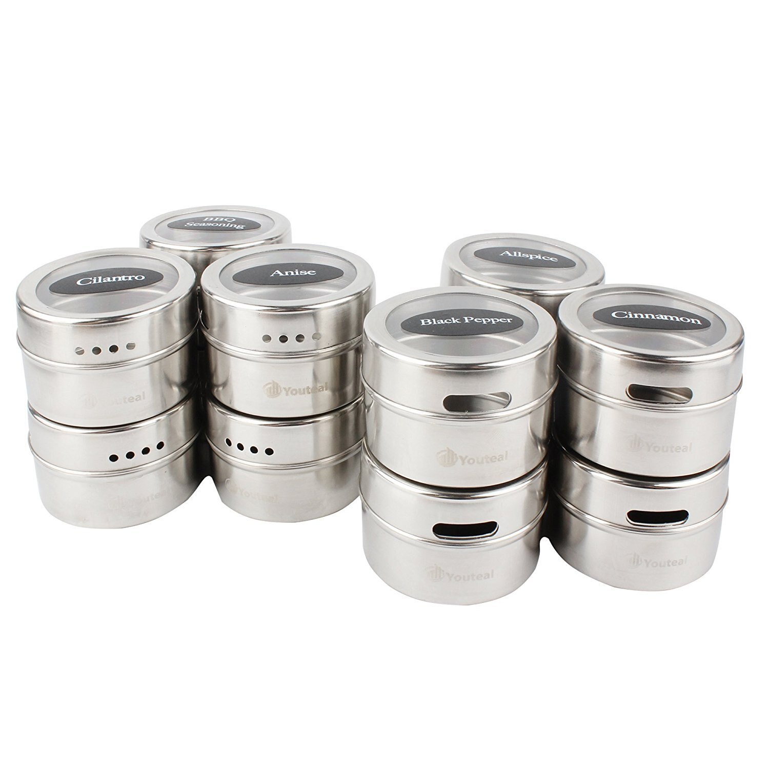 Magnetic Spice Jars Set Container With Labels Stickers Seasoning Bottle Pepper Storage Tin Seasoning Pot Kitchen Seasoning Tool