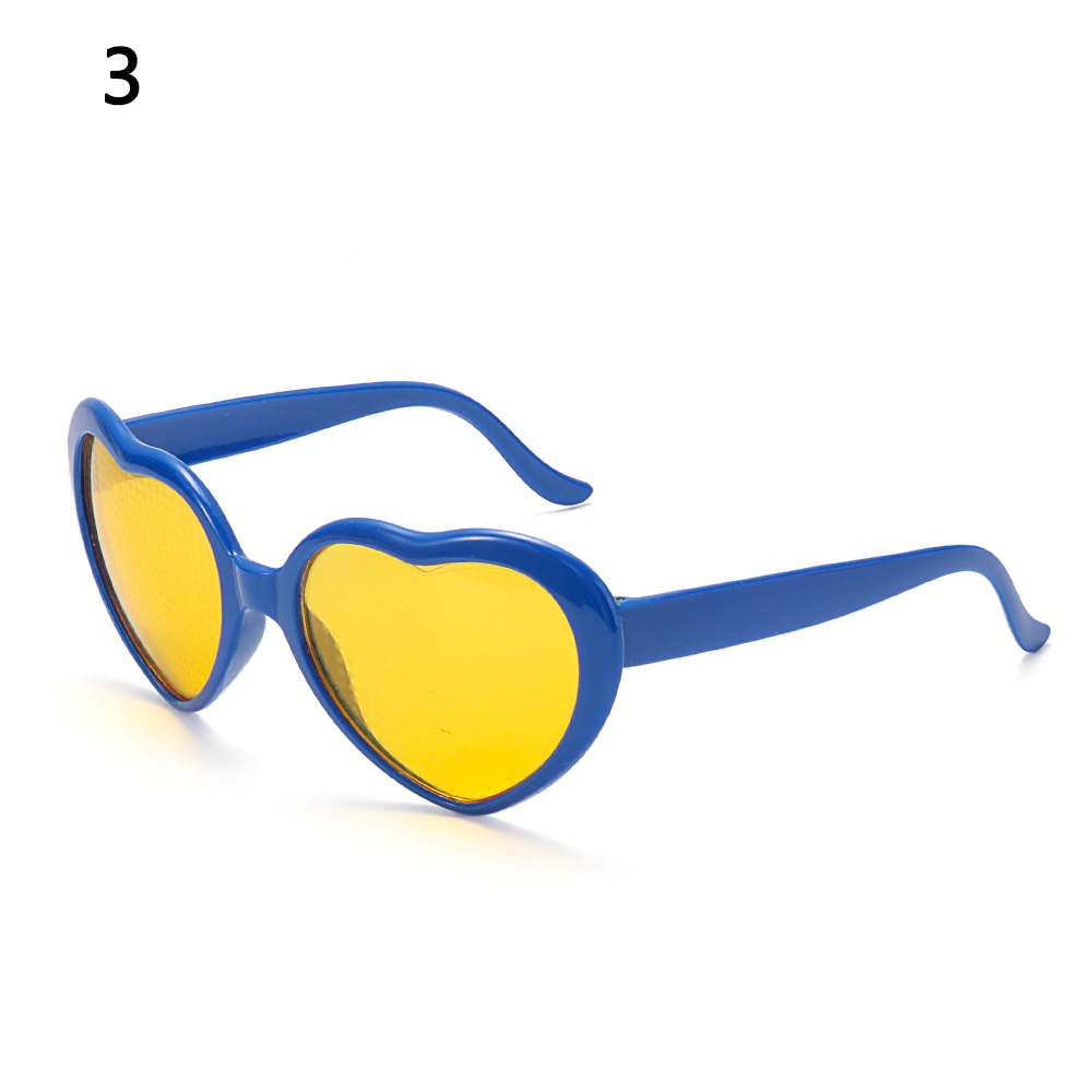Love Heart Shaped Effects Glasses Watch The Lights Change to Heart Shape At Night Diffraction Women Sunglasses: A-Blue