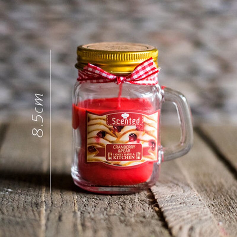 Anlage Glas Öl Kerze Aroma Romantische Kerze Rauchfreien Tasse Krug Party Wachs Geburtstag Duft Kerzen Startseite Dekoration QLB090: Cranberry Kerze Tasse