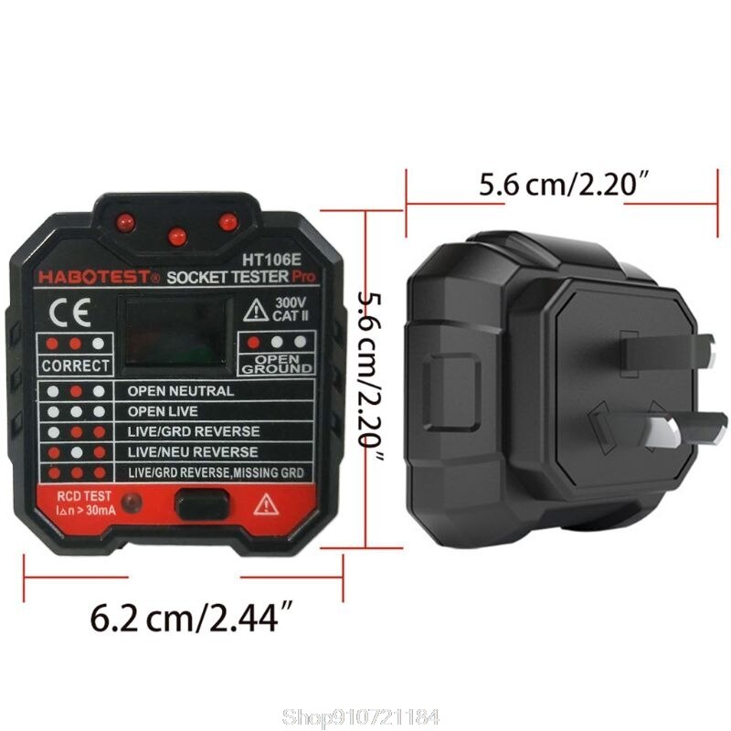 HT106 Electric Socket Tester Neutral Live Earth Wire Testing Circuit Polarity Detector Wall Plug Breaker Finder N09 20