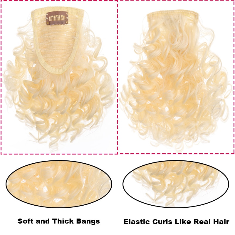 Krullend Pony Clip In Hair Extensions Valse Hair Extensions Natuurlijke Pony Haar Synthetisch Haar Stukken Voor Vrouwen