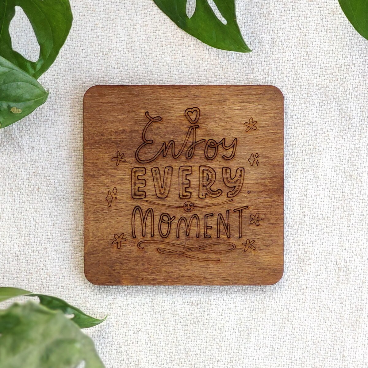 MD Mottolu Wooden Mug Mat - Natural Wood Coaster - Table Protection