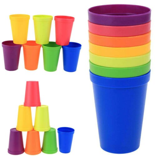 7x smoothie rainbow 7 ensfarger uformell søt plast drikkekopp iskaffe juice flytende beger lokk fest kopper sett drinkware