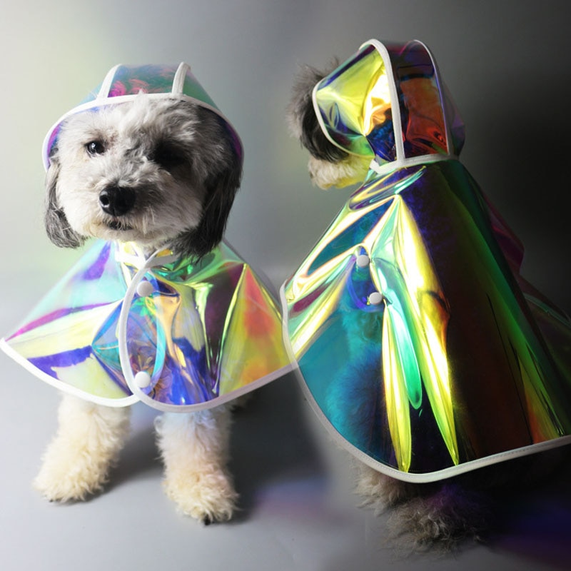 Kolorowy płaszcz przeciwdeszczowy dla psów wodoodporny płaszcz przeciwdeszczowy z kapturem oddychający wiatroszczelny przezroczysty ponczo przeciwdeszczowe dla małych średnich psów chihuahua L