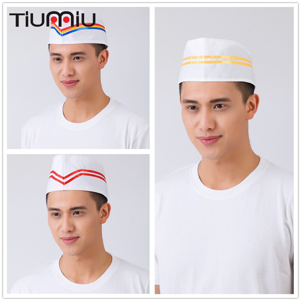 5 pcs/lot Stripe Chef Waiter Hat Sushi Restaurant Hotel Bakery Canteen Chef Cooking Workwear Cylinder Cap