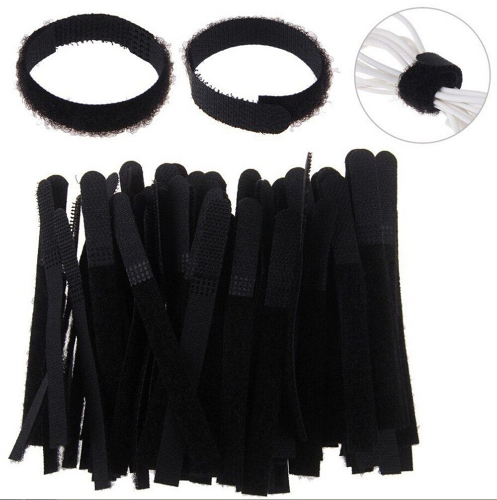 100PCS Reusable Fastening Cable Ties Cable Strips Adjustable Multipurpose Fastening Wraps Cable Winder Ties Wire Velcro tape