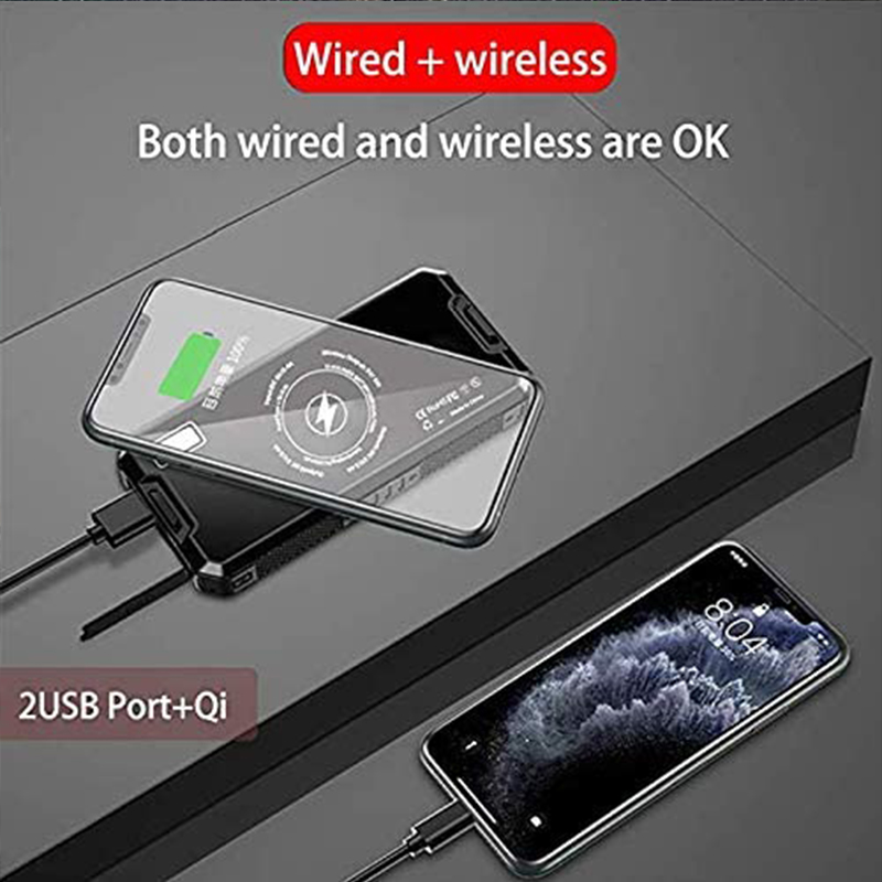 Solar Wireless Charging Battery Power Bank 80000 mA Solar Panel Solar External Charger Portable for iPhone Samsung Huawei