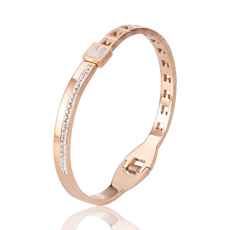 Nouvelle Bracelet bijoux 316 en acier inoxydable Rose or cristaux Bracelet pour les femmes meilleur accessoires