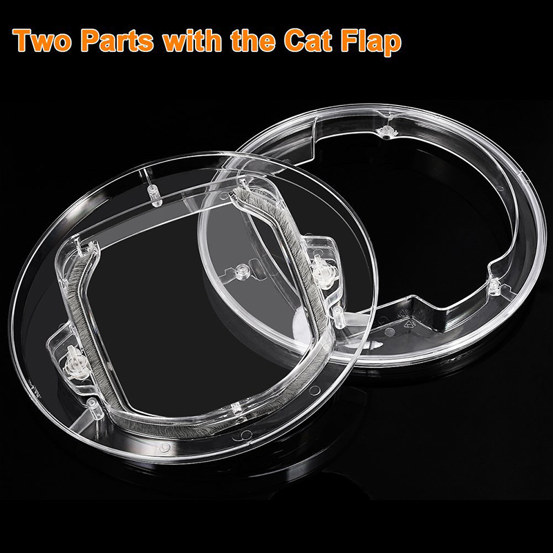 Transparent Pet Dog Flap Door Round Shape Plastic Household Dog Cat Gate Lockable Security Pet Entrance Puppy Hole Door Supplies